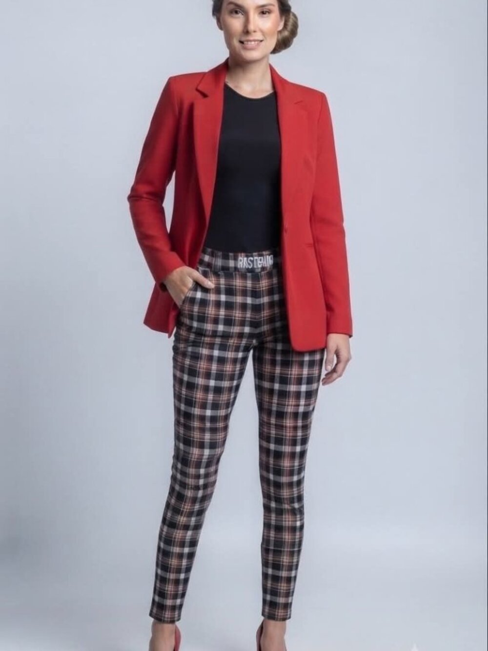 Edgy Plaid Skinny Pants spandex
